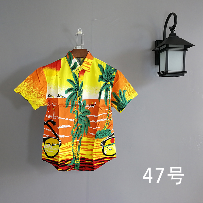 海南沙滩服夏季衬衫夏威夷女短袖泰国花衬衣纯棉椰子树三亚旅游