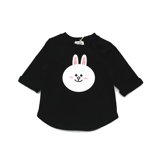 HELLOASH宝宝婴儿幼儿小儿童兔子布朗熊冬季植绒长款卫衣上衣T恤