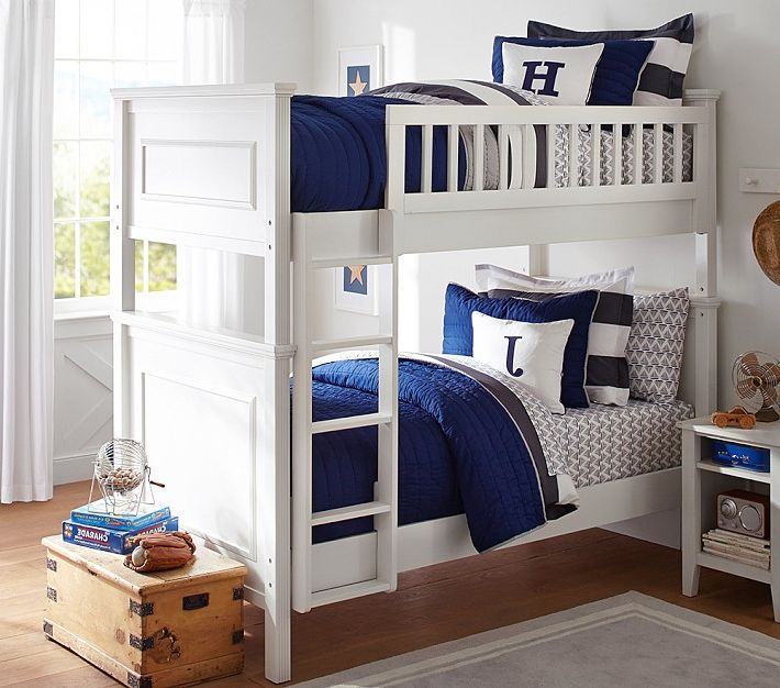 美式实木儿童高低床男孩女孩小户型两层上下白色子母床储物可分开