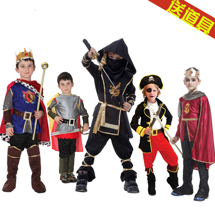 万圣节表演衣服饰服装儿童男童国王王子武士海盗扮演演出派对舞台