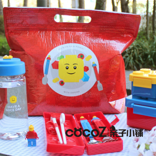 韩国正品 oxford乐高儿童保温餐具袋手提便当袋学生餐具收纳袋包