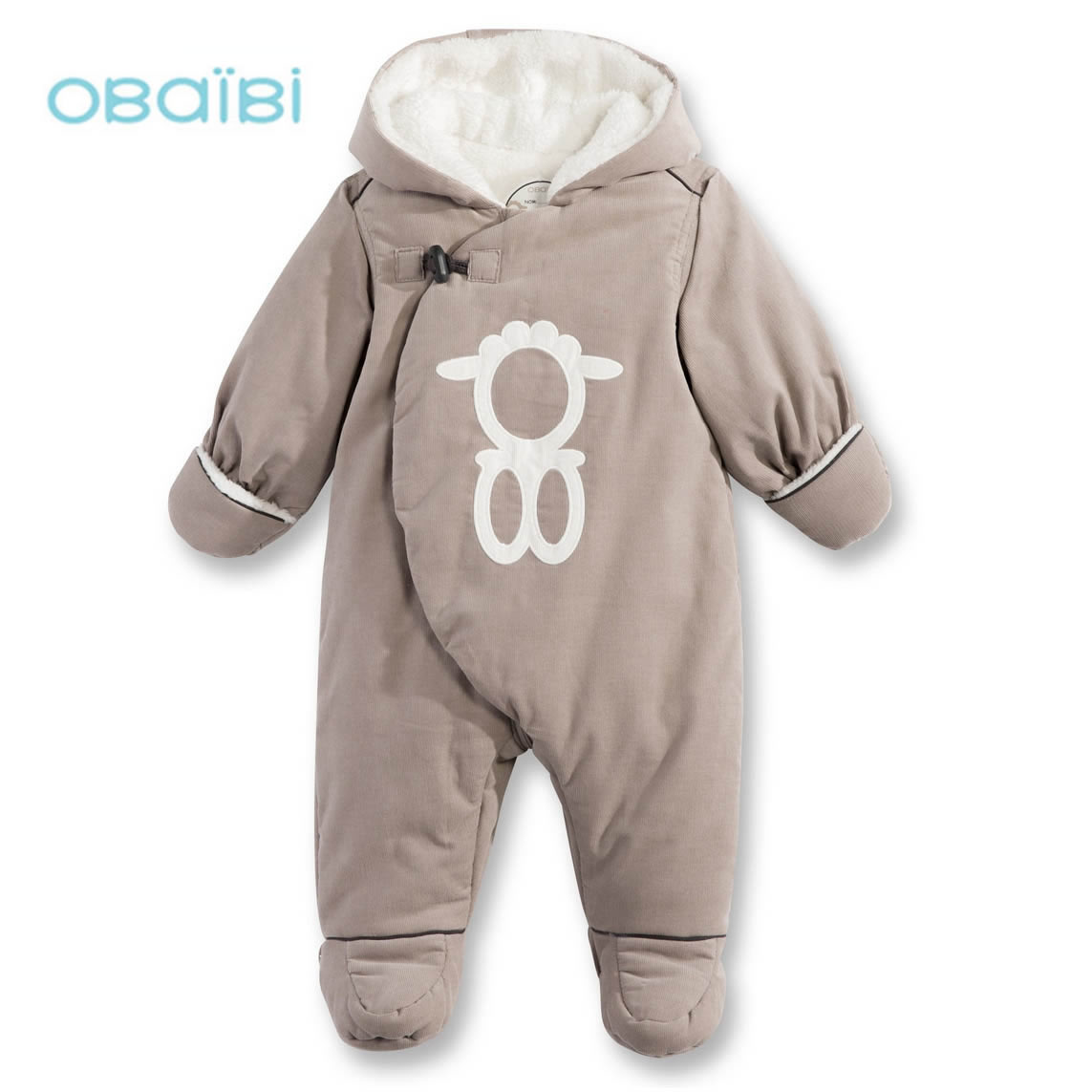 OBAIBI2016冬季新款宝宝外出服新生儿连体衣婴儿爬服抱衣加绒加厚