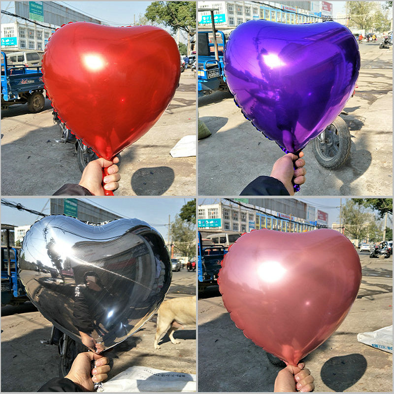 十一国庆红旗热销18寸24寸铝膜银红色爱心氦气球求婚七夕布置装饰
