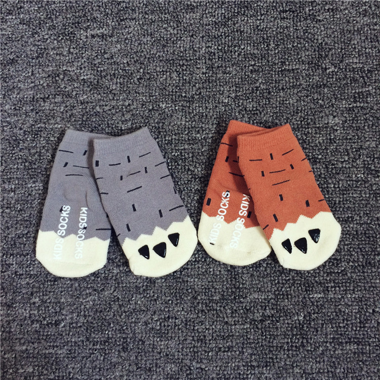 宝宝加厚短袜男童造型熊爪防滑粒秋冬款Q8婴儿小童婴幼儿室内袜子