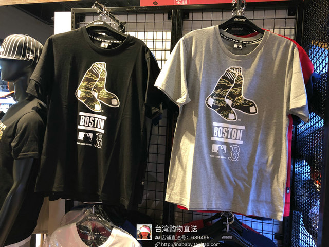 台湾代购顺丰直发MLB 红袜队 夏装新款纯棉印花男士短袖T恤