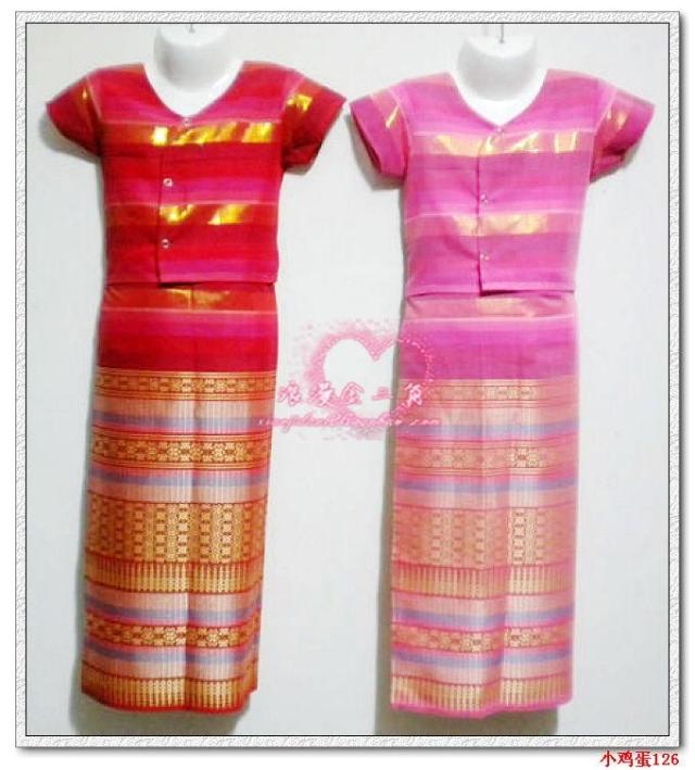 特价2套包邮 泰国传统民族服装/傣族女童生活装/儿童演出服 9色！