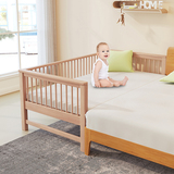 棋木家私儿童床带护栏榉木拼床宝宝边床婴儿小床加宽拼接大床延边
